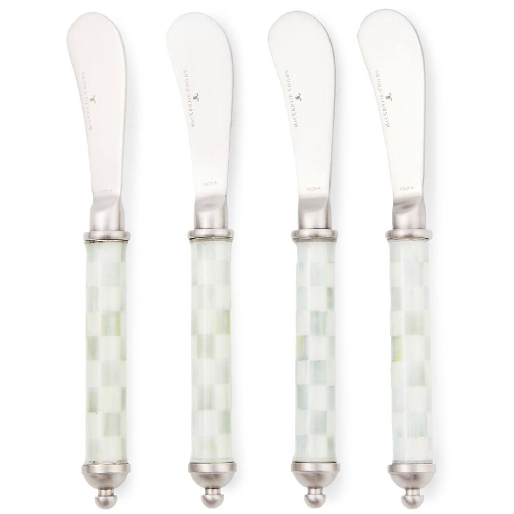 Brand New Mackenzie-Childs Sterling Check Supper Club Spreaders Set
